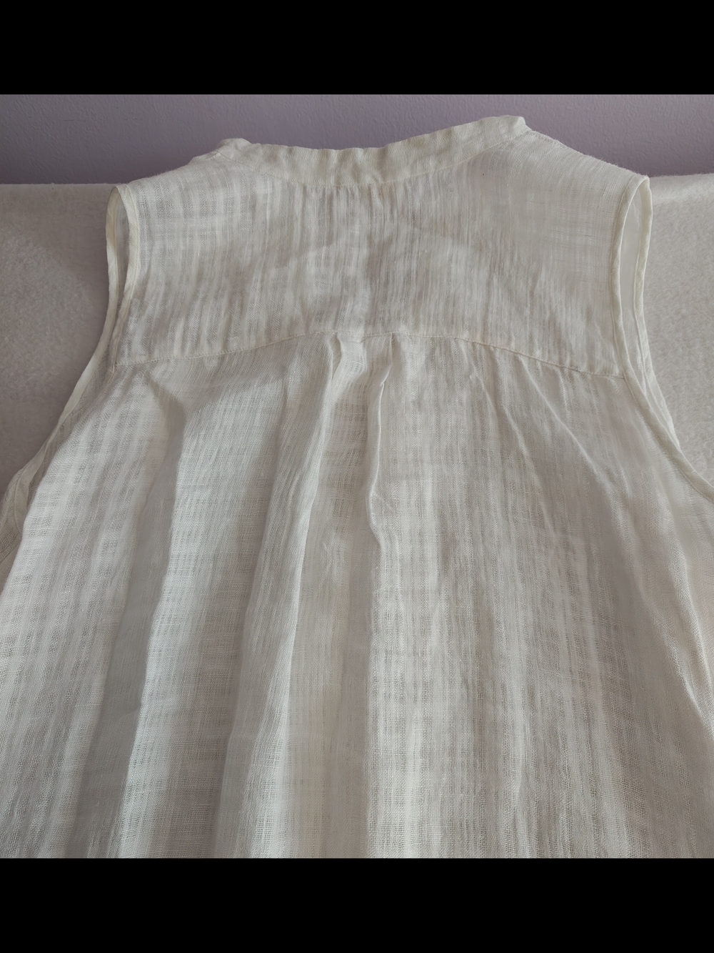 Eileen Fisher Lightweight Textured Linen Top — Natural Cream - Picture 9 of 9